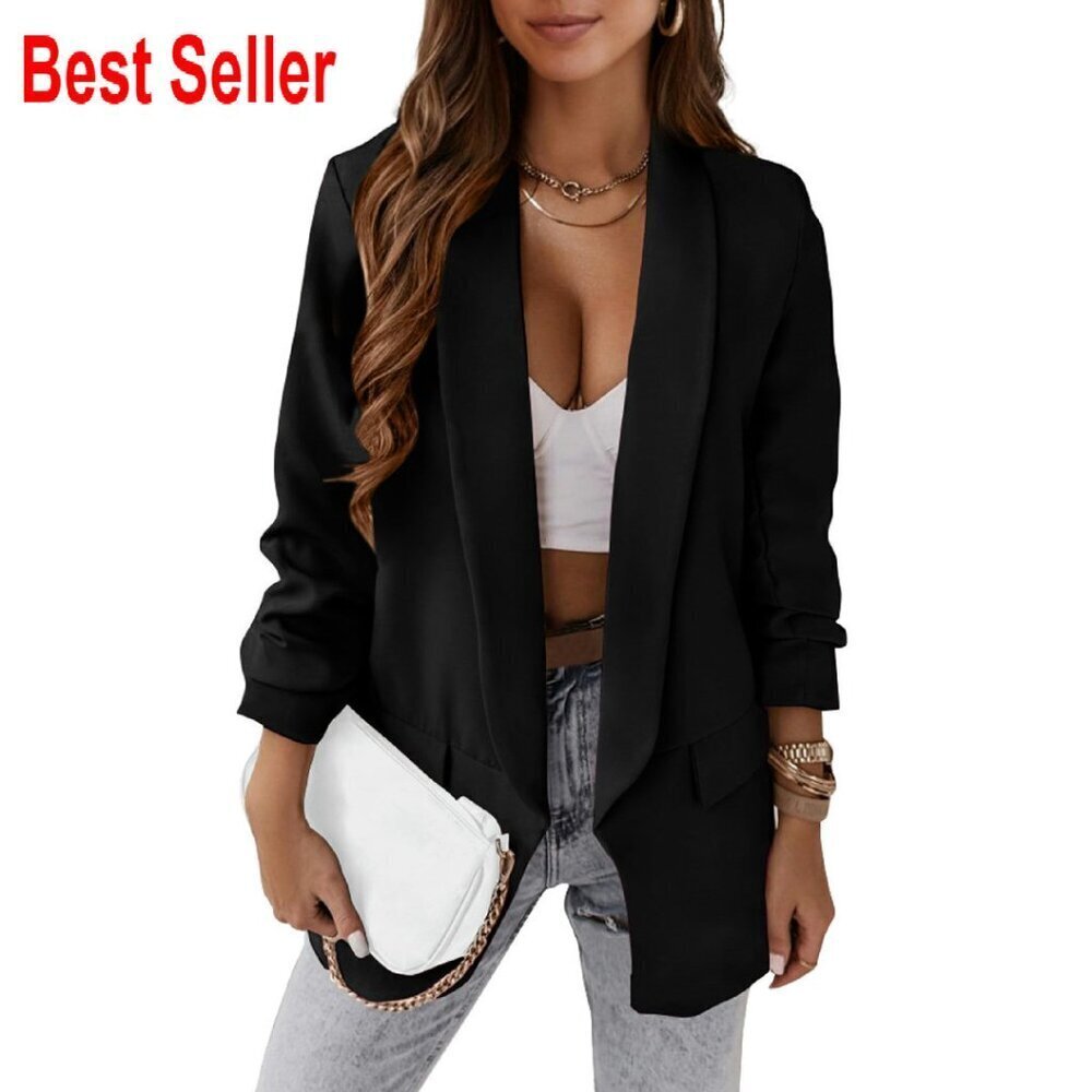Casual Blazer Long Sleeve Open Front Work Office Suit Jacket Chic